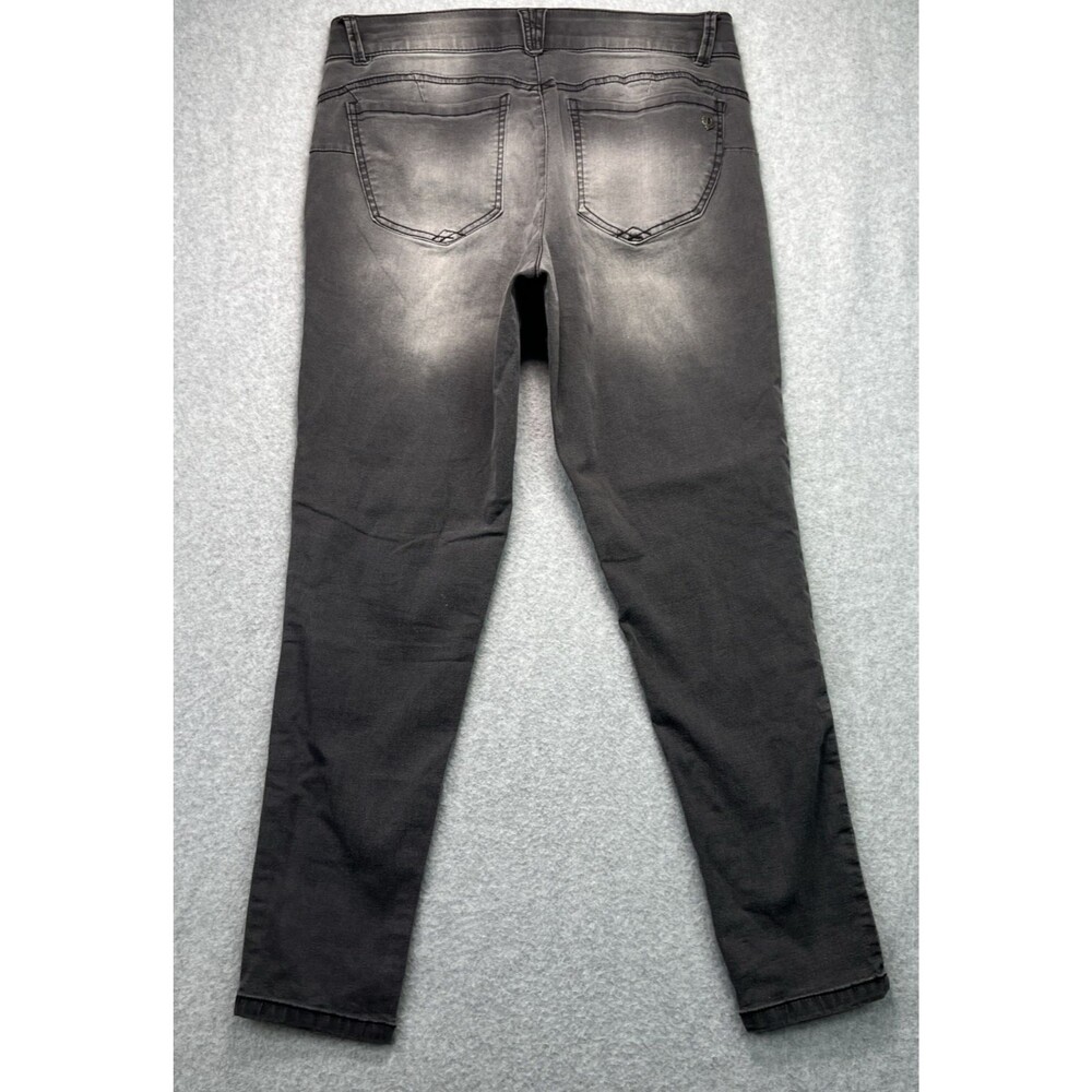 Democracy Ab Solution Skinny Jeans 10 Gray Floral Embroidered Mid Rise Stretch - Picture 14 of 16